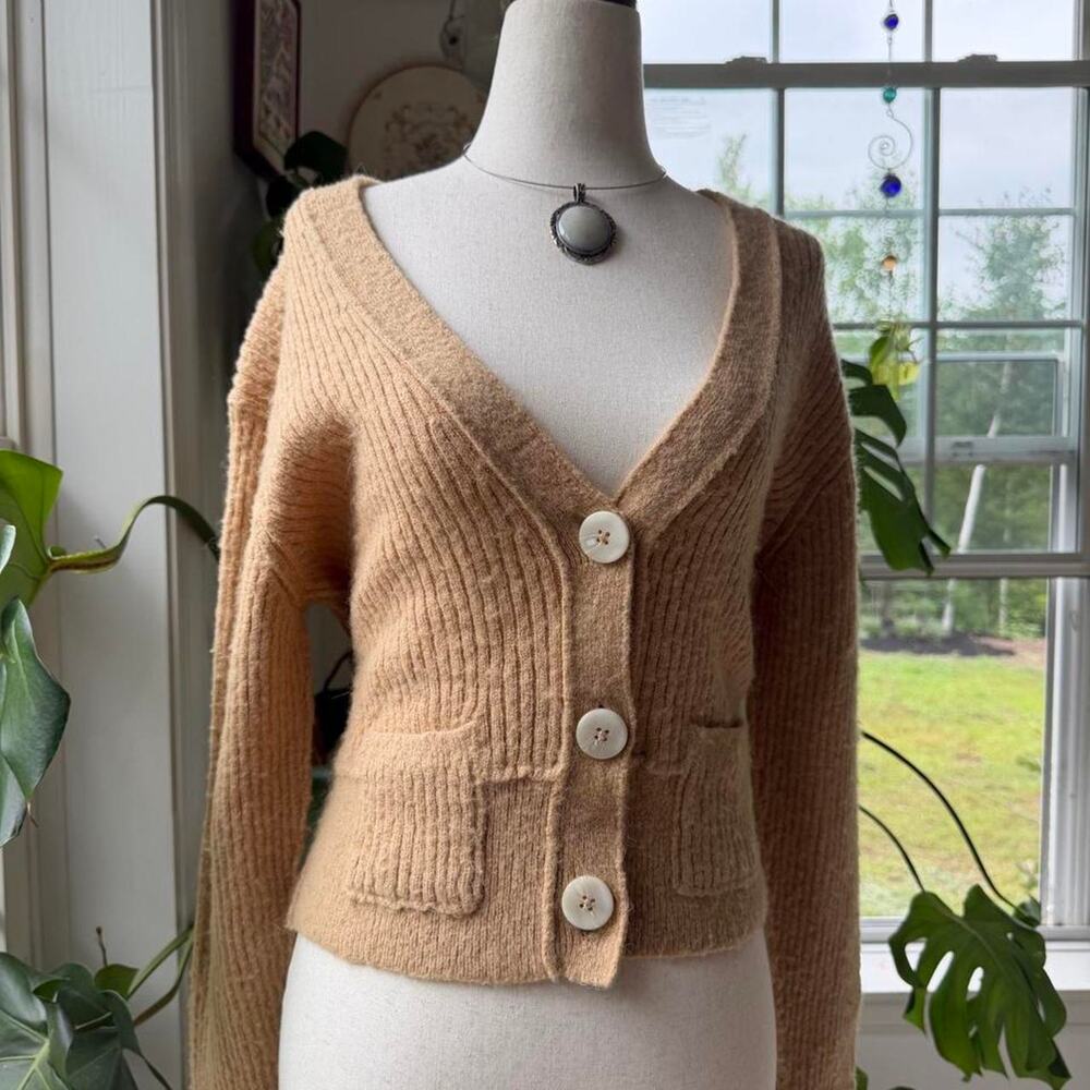 Free People Alpaca Wool Knit Front Button Up Cardigan Large